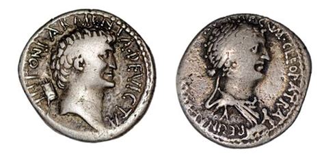 Cleopatra depicted on an ancient coins