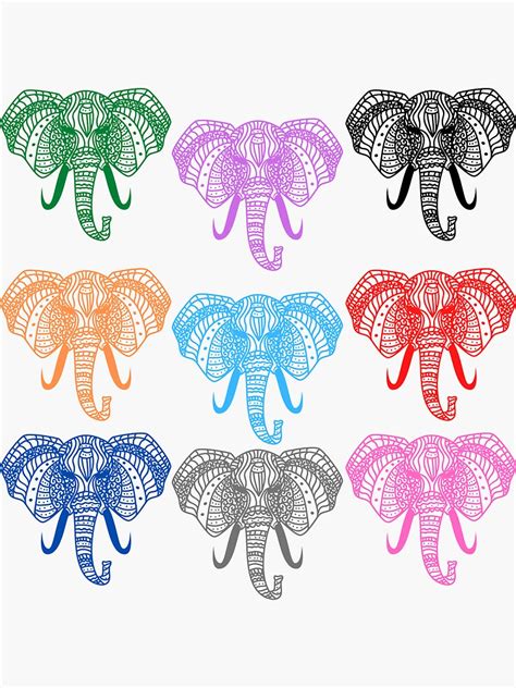 Indian Colored Elephants Sticker For Sale By DIMORE Redbubble