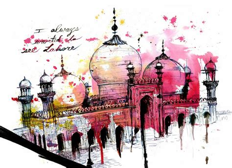 Badshahi Mosque Lahore Pakistan Painting Art Projects Art Colorful Art