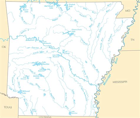 Arkansas Rivers And Lakes • Mapsof.net