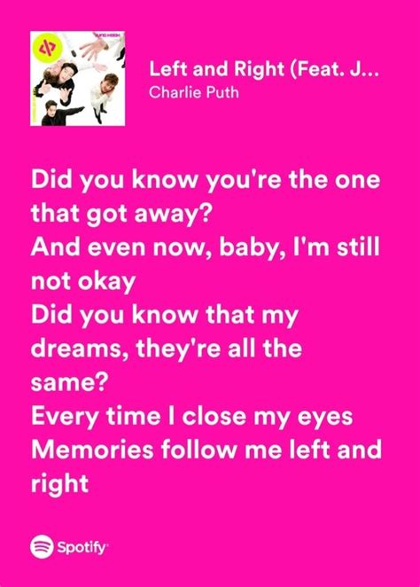 Left and right | Charlie puth, jungkook, BTS | Jungkook songs, Charlie puth, Lyrics