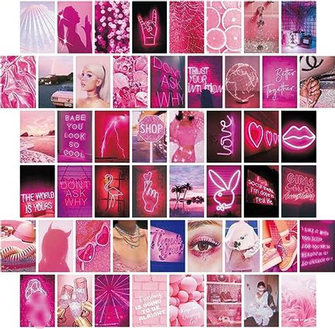 50pcs Wall Collage Kit Pink Aesthetic Pictures For Bedroom