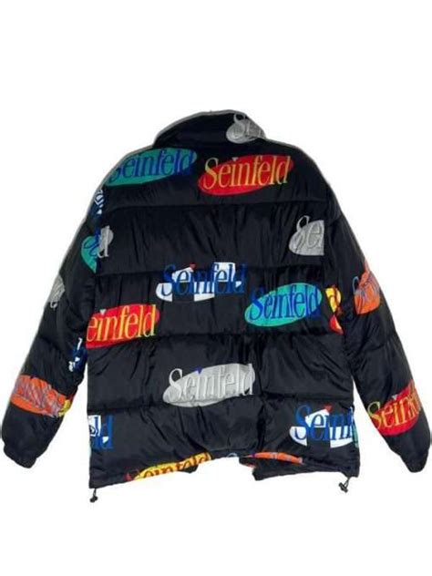 Seinfeld Multi Logo Puffer Jacket Seinfeld George Costanza Jacket