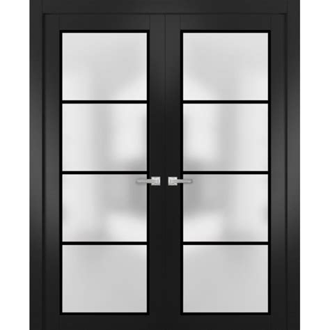 Solid French Double Doors Planum 2132 Matte Black 36 X 80 2