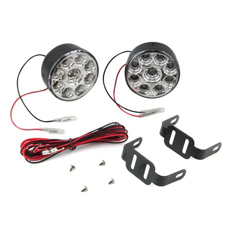 2pcspair Universal 9 Led Round Daytime Driving Running Light Drl Car