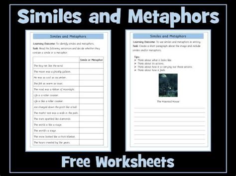 Similes And Metaphors Worksheets Teaching Resources Worksheets Library