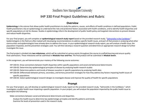 SOLUTION Ihp 330 Final Project Guidelines And Rubric Studypool