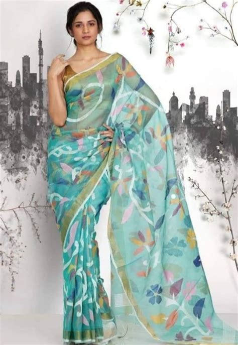 Reshom Dhakai Jamdani Saree For Women Pure Muslin Soft Jamdani Sari