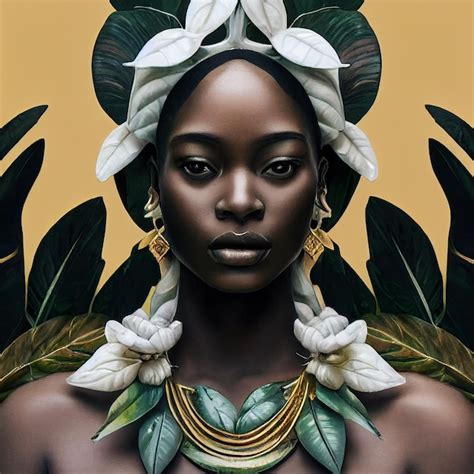 Premium Photo | Beautiful african woman portrait with plants and ...