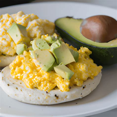 Wholegrain English Muffin With Avocado And Scrambled Eggs Creative