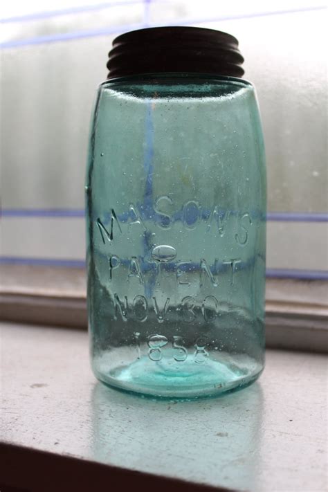 Antique Blue Mason Jar Quart Masons Patent Nov 30th 1858