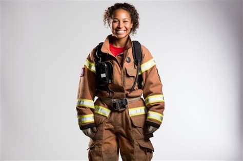 Premium Photo Portrait Of A Young Smiling Africanamerican Firefighter Woman