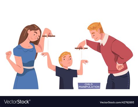 Father And Mother Pulling Ropes Manipulating Vector Image