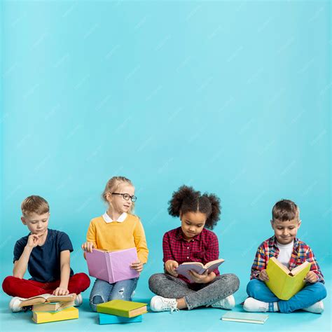 premium photo young childrens reading books