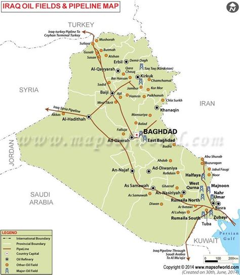 Iraq Oil Pipelines Map | Oil Fields and Refineries in Iraq