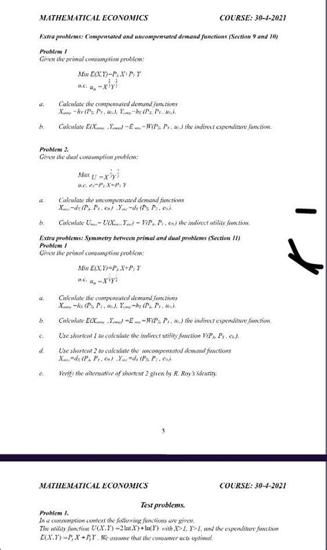 Solved Mathematical Economics Course Extra Chegg