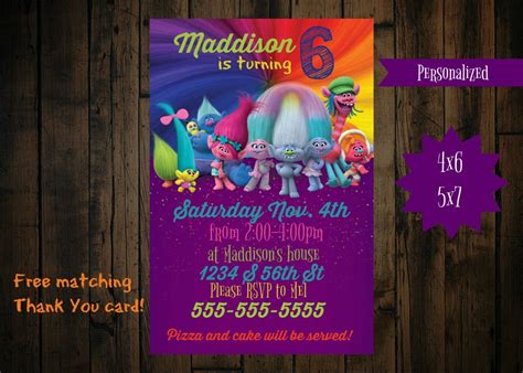 trolls invitation - trolls birthday invitation - printable - trolls party by PurplePalaceDesigns ...