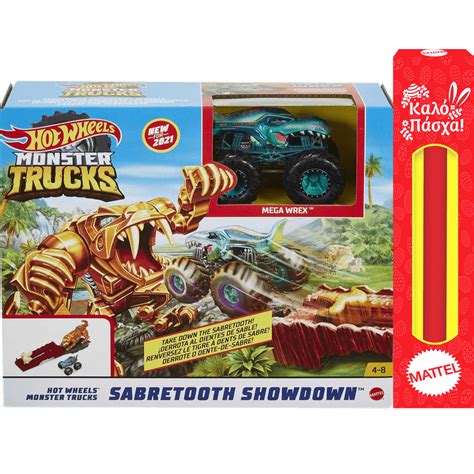 Παιχνιδολαμπάδα Hot Wheels Monster Trucks Hero Play Sabretooth Showdown