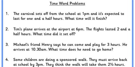 Time Word Problems Classroom Secrets Classroom Secrets