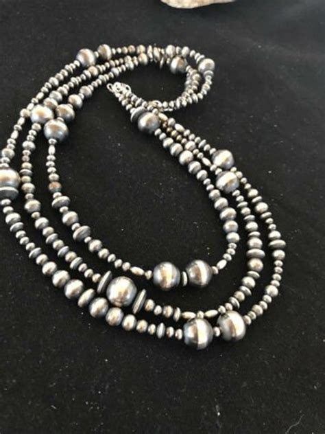 Navajo Pearls Native American Sterling Silver Necklace T 3 Etsy