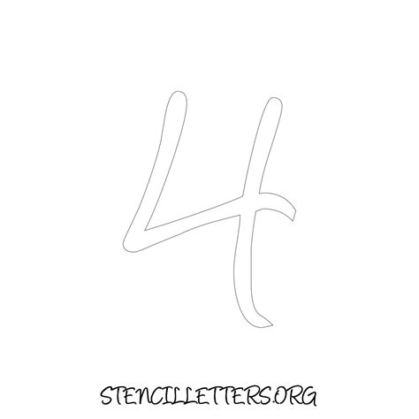 4 Inch Free Printable Individual 151 Cursive Number Stencils - Stencil ...