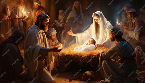 Premium Photo | A nativity scene with jesus mary and baby jesus