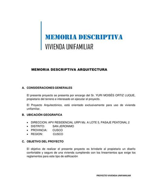 Memorias Descriptivas Todas Las Especialidades Eduardo Vargas UDocz