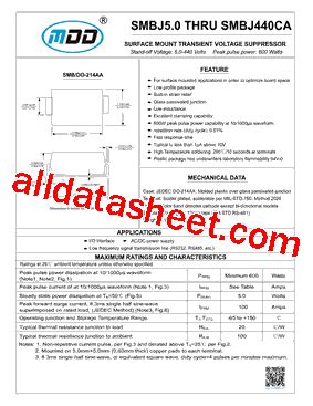 Smbj A Datasheet Pdf Microdiode Electronics Jiangsu Co Ltd