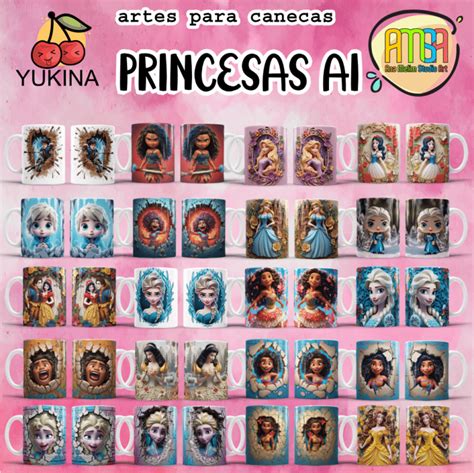 Estampas Princesas Ai Canecas Yukina Ana Melim Studio Art