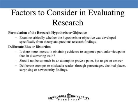 Ppt Factors To Consider In Evaluating Research Powerpoint