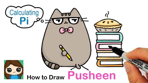 How to Draw Pusheen Calculating Pi 🥧 - YouTube