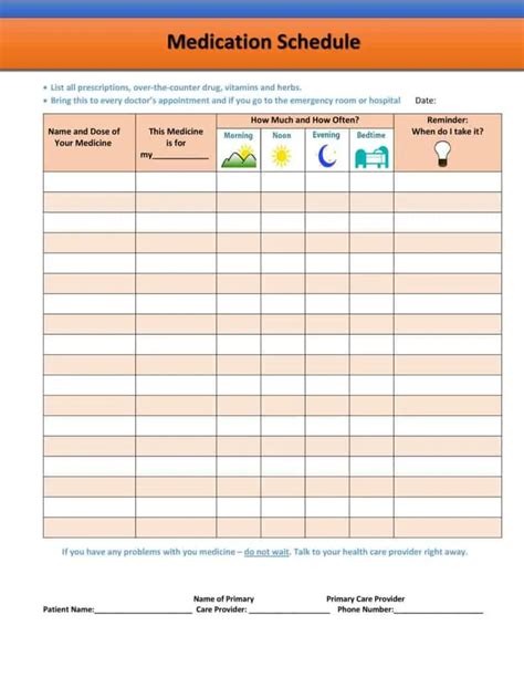 Daily Medicine Chart Template