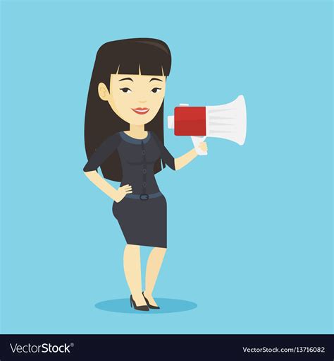 Business Woman Speaking Into Megaphone Royalty Free Vector