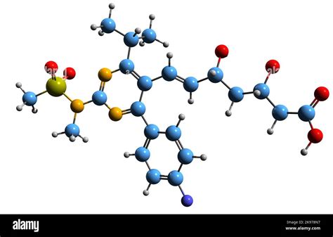 3D Abbildung Der Skelettformel Von Rosuvastatin Molekularchemische