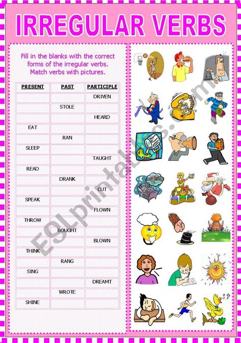 Irregular Verbs Pictionary 3 Part 3 Esl Worksheet By Evadp75 A80