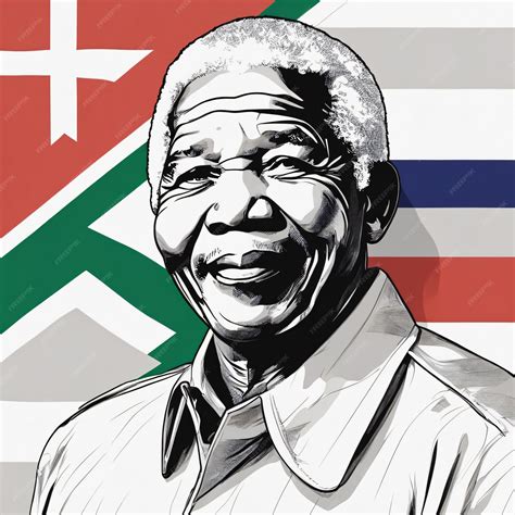 Nelson Mandela with South Africa flag art illustration | Premium AI-generated image