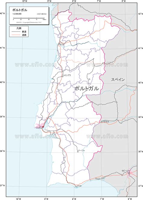 ポルトガル 交通図 ベクター地図素材のダウンロード販売 アフロモール