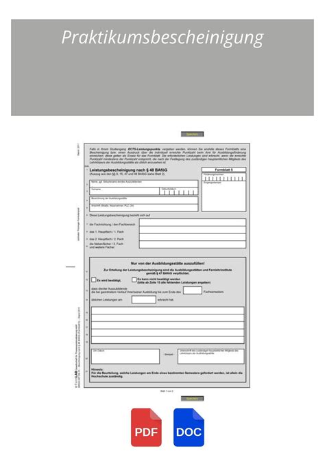 Praktikumsbescheinigung Vorlage WORD PDF