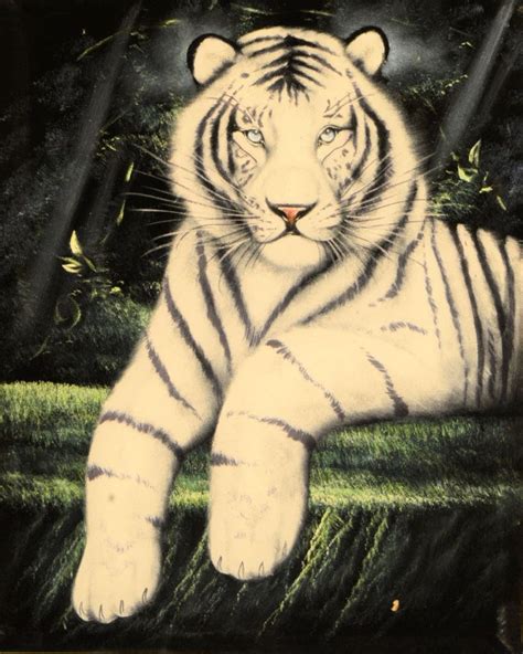 Velvet Painting - White Tiger - Southwest Arts and Design