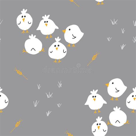 Cute Chicken Seamless Pattern Cartoon Doodle Chickens Background