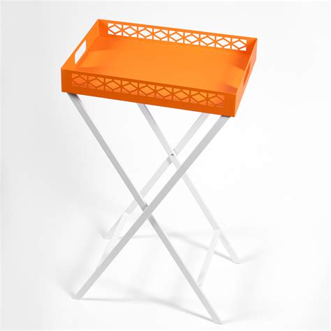 Breeze Block Metal Serving Tray Stand Set Orange Hide Seek Supply Co