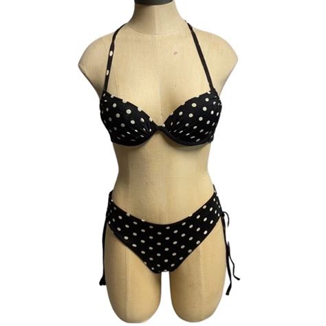 H M Swim Hm Black Polka Dots String Bikini Poshmark