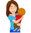 Muslim mother hugging her son Royalty Free Vector Image