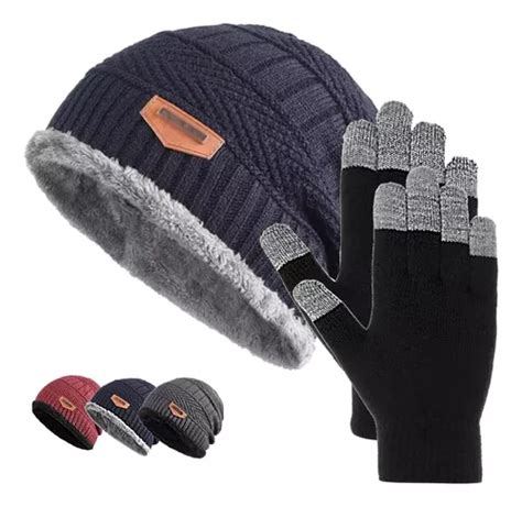 Kit Touca Gorro Lã Forrada Luva Touch Mexer Celular Frio Frete grátis