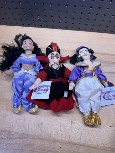 Disney Store Aladdin Mini Bean Bag Plush Lot Of 3 NWT Jasmine Aladdin