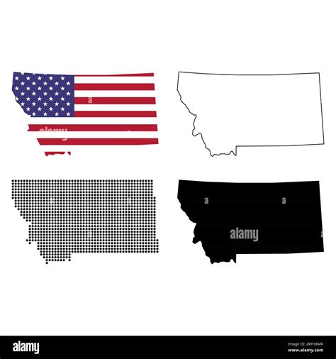 Set Of Montana Map United States Of America Flat Concept Icon Symbol