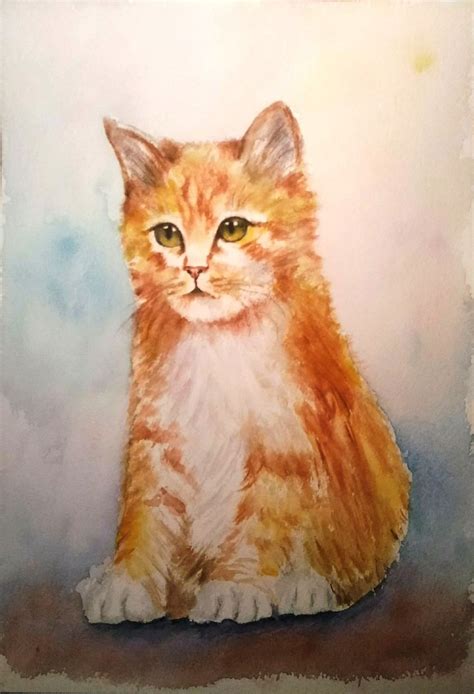 K Tzchen Katze Katzenportrait Tiere Aquarellmalerei Von Vinci Bei