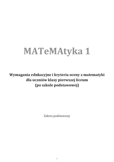 PDF MATeMAtyka 1 Nowa Strona 1 1 MATeMAtyka 1 Wymagania