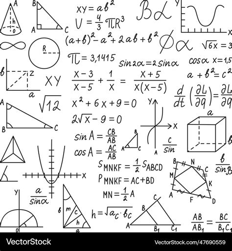 Doodle Math Formula Maths And Mathematics Vector Image