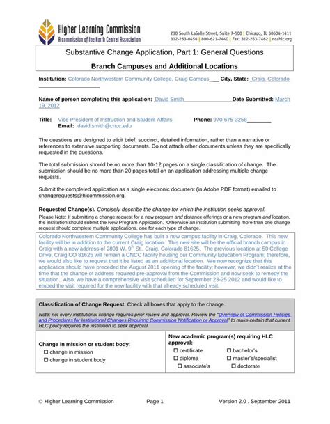 Pdf Substantive Change Application Part General Substantive